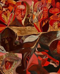 Dante’s inferno ( the second circle), 122cm x 88cm, charcoal, pastel, oil paint and acrylics by Samson Bakare